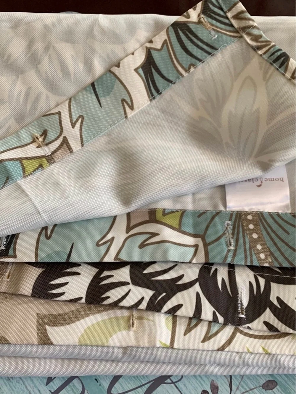 Home Classics Floral Window Curtain Panel in Teal, Green & Beige